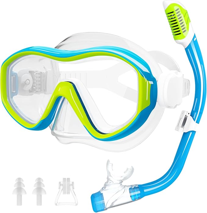 GoseWave Snorkeling Gear for Kids, Kids Snorkel Set for Ages 5-15, Anti-Fog Diving Mask and Dry Top Snorkel Set, Unisex Swimming Goggles with Nose Cover-StrideForce Fitness