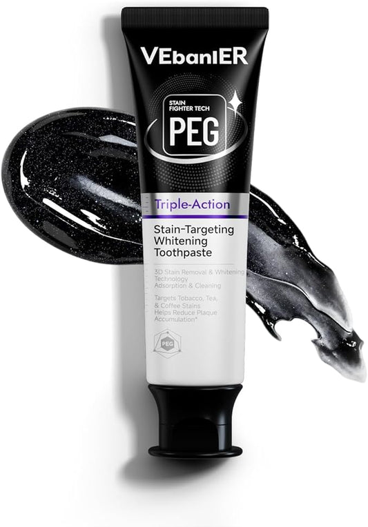 Stain-Targeting Teeth Whitening Toothpaste,Natural Deep Remover Stain, Plaque&Bad Breath,3D White with Charcoal,Fluoride Free,Non Toxic,for Adults, Kids and Sensitive Teeth.3.57oz.