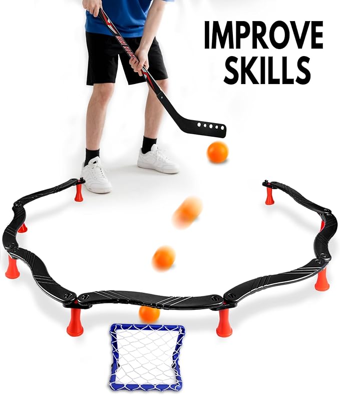 Hockey Stick Handling Trainer – Adjustable Hockey Training Equipment Set with Hover Soccer Ball, Mini Goal & Sticks – Improve Skills & Coordination for Kids & Teens-StrideForce Fitness