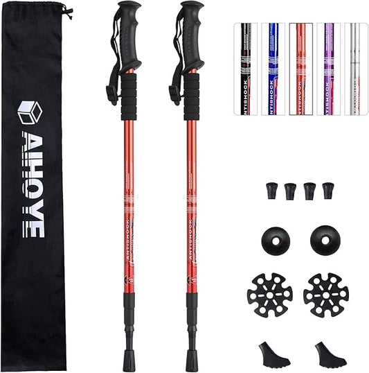 Aihoye Hiking Trekking Poles, 2 Pack Collapsible, Lightweight, Anti Shock, Walking Sticks, Adjustable Hiking Pole for Men and Women-StrideForce Fitness