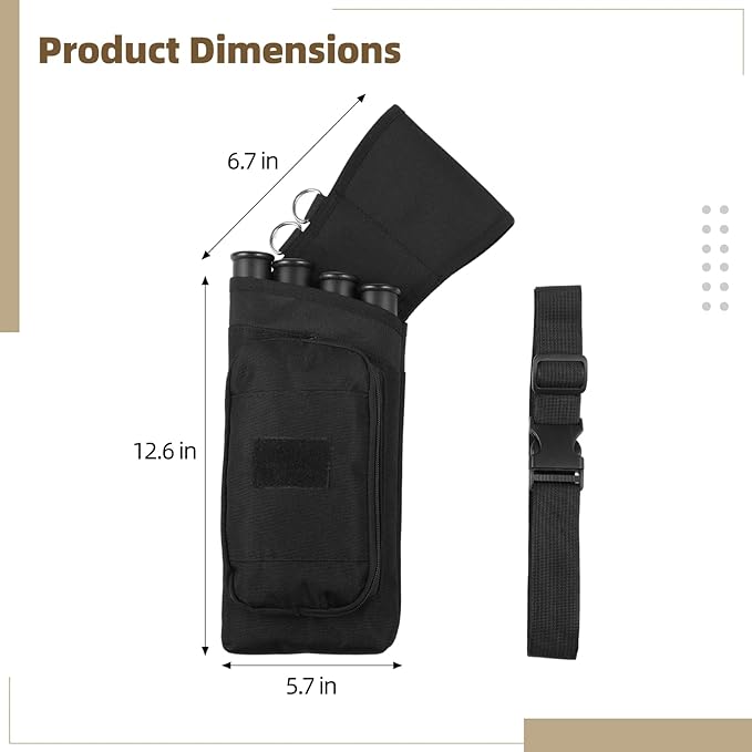 4 Tubes Hip Quiver, Nylon Fabric Waist Arrow Quiver with Pockets and Adjustable Strap for Archery Shooter, Outdoor Arrow Storage-StrideForce Fitness