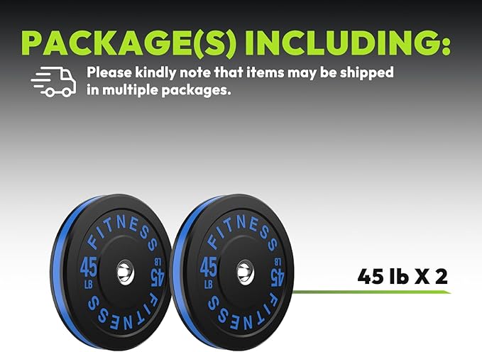 Rubber Weight Plates, Olympic Bumper Plate Set 2-Inch, 45/100 / 160/190 / 260/300 lb Barbell Weights for Home Gym, Colored Standard Strength Training Plates for Weightlifting-StrideForce Fitness