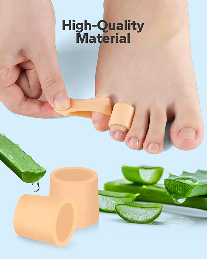 Silicone Toe Sleeves (24 Count), Pain Relief Pinky Toe Protector, Corn Protectors for Toes, Corn Pads for Pinky Toe, Gel Toe Protector for Bunion Blisters, Corns, Hammer Toes, Toenails Loss (Nude)-StrideForce Fitness