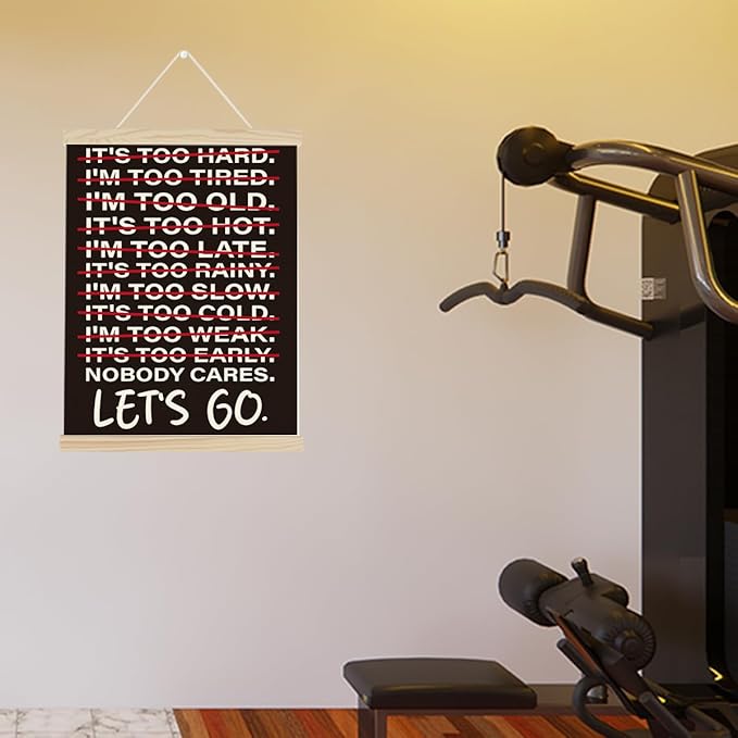 Gym Motivational Posters College Dorm Posters Gifts for Guys Friends Nobody Cares Lets Go Gym Flag Wall Art Decor Sign for Home Gym Bedroom Office-StrideForce Fitness