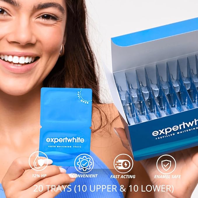 Max Glow Trays – 12HP Prefilled Teeth Whitening Trays – 10 Treatments, 12% Hydrogen Peroxide Gel. Custom-Fit. Enamel Safe. On-The-Go Better Than Strips. Suitable Sensitive Teeth.