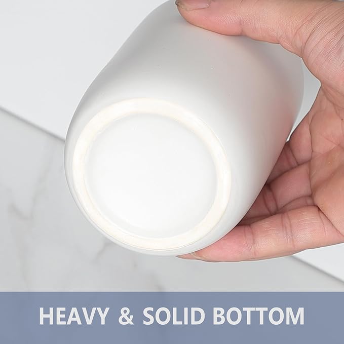 Toothbrush Holders for Bathrooms - 2 Cups Ceramic Toothbrush Toothpaste Holders Set, White Bathroom Tumbler Cups Reusable Toothbrush Mouthwash Cup, Bathroom Counter Organizer