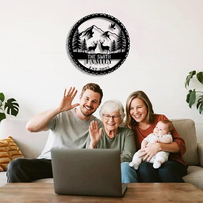 Personalized Forest Deer Metal Name Sign | Custom Metal Signs | Family Wall Art & Split Letter Name | Wedding Gift & Anniversary | Indoor Decor Gift for Women, Men, Wife, Parents, Couple-StrideForce Fitness