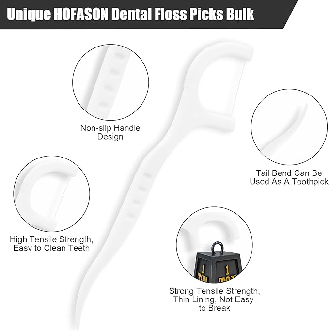 HOFASON 200 Count Individually Wrapped Floss Picks Dental Floss Sticks Bulk, Travel Flossers Oral Care Teeth Clean for Hotel Restaurant Office, Wedding Basket Supplies and Guest Bathroom Essentials