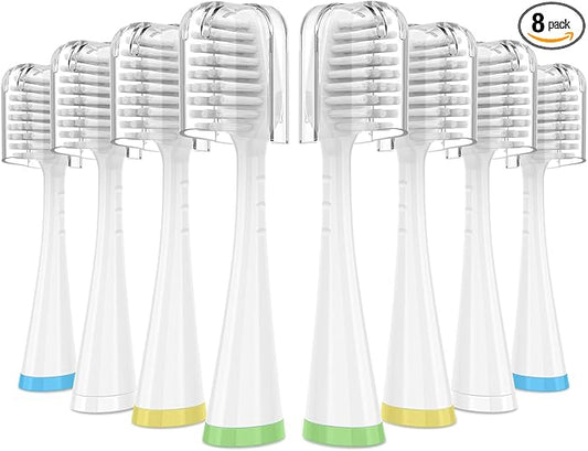 Oralphi Sensitive Gum Care Replacement Brush Heads for Waterpik Complete Care 5.0/9.0 (CC-01/WP-861), STRB-3WW, Ultra Soft Bristles with Cover, Sonic Electric Tooth Brush Refill Heads (8-Pack, White)