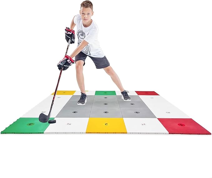 Hockey Revolution 360 Zone Lit - Professional Training Flooring Tiles - Improve StickHandling and Moving, Speed on Ice, Exercise, Fitness - Indoor and Outdoor Practice Zone with Hockey Trainer App-StrideForce Fitness