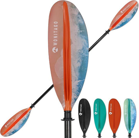 Kayak Paddle Premium Carbon Fiber Paddle with Reinforced PP + Fiberglass Blade, Floating Adjustable Kayaking Oars, 3 Piece, 220-240 cm/86-94 Inches, 240-260 cm/94-102 Inches-StrideForce Fitness