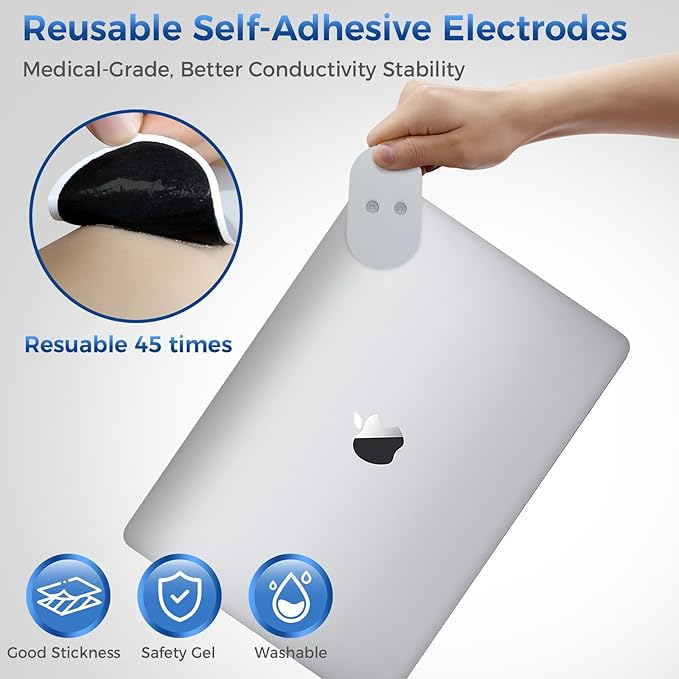 KingPavonini Wireless TENS Unit, Muscle Stimulator for Pain Relief, Portable Rechargable TENS EMS Machine, LED Screen, Remote, Dual Channel 6 Modes 16 Intensity Massager, Charging Case (4 Pads)-StrideForce Fitness