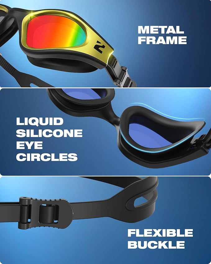 ZIONOR G1 Nava Super Anti-Fog Unisex Swim Goggles Mirror/Bright Smoke Lens-StrideForce Fitness