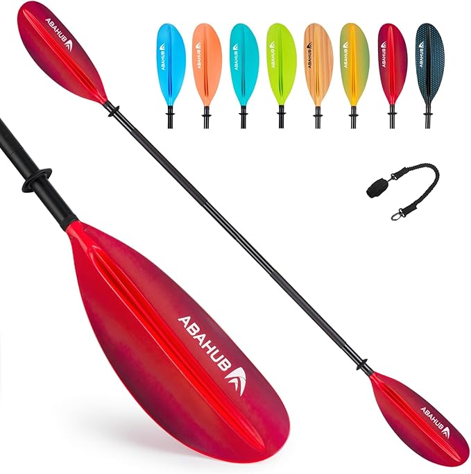 Abahub Kayak Paddle, 90.5 Inches Kayaking Oars for Boating, Canoeing with Free Paddle Leash, Aluminum Alloy Shaft Black/Blue/Green/Orange/Yellow Plastic Blades-StrideForce Fitness