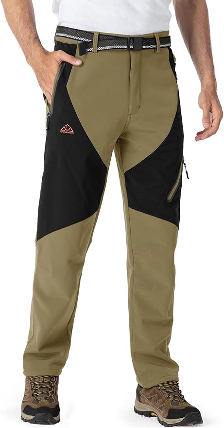 YSENTO Men's Fleece Lined Ski Snow Pants Winter Waterproof Softshell Insulated Hiking Cargo Pants-StrideForce Fitness