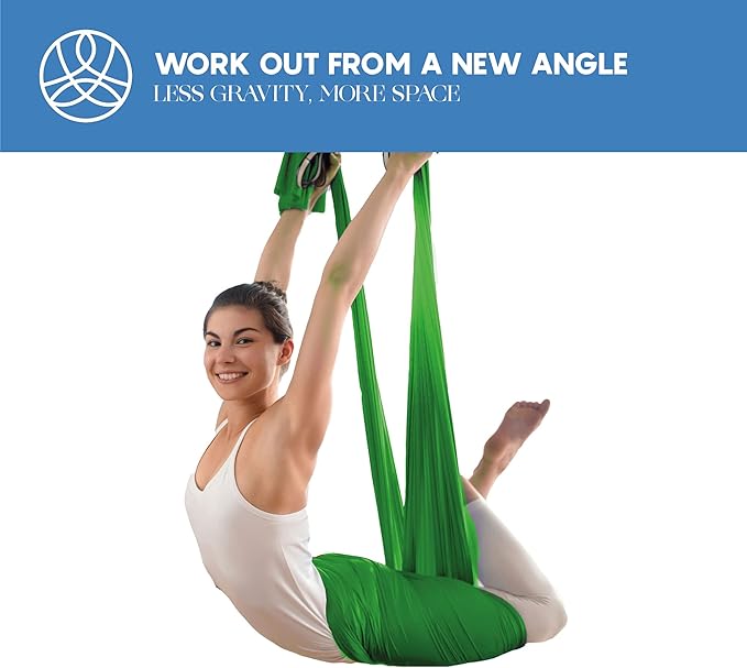 Aerial Silk Yoga Hammock & Swing for Home, Inversion Exercises, Starter Kit for All Levels - Durable with Extension Straps, Carabiners, and Pose Guide-StrideForce Fitness