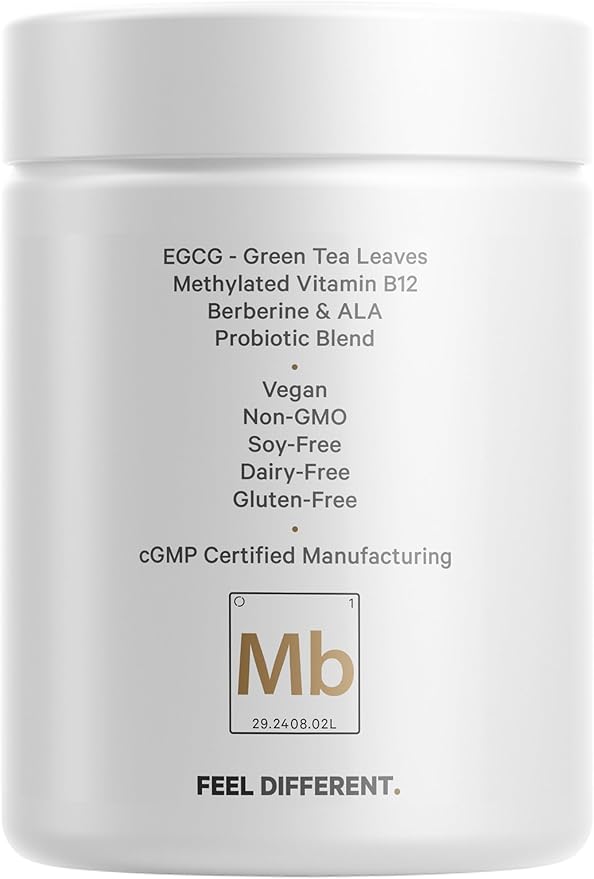 Codeage M-Burn Optimized Supplement - Decaffeinated Green Tea Std. to 50% EGCG, Berberine, Akkermansia, Vitamin B12 - Probiotics - Vitamins - 60 Capsules-StrideForce Fitness