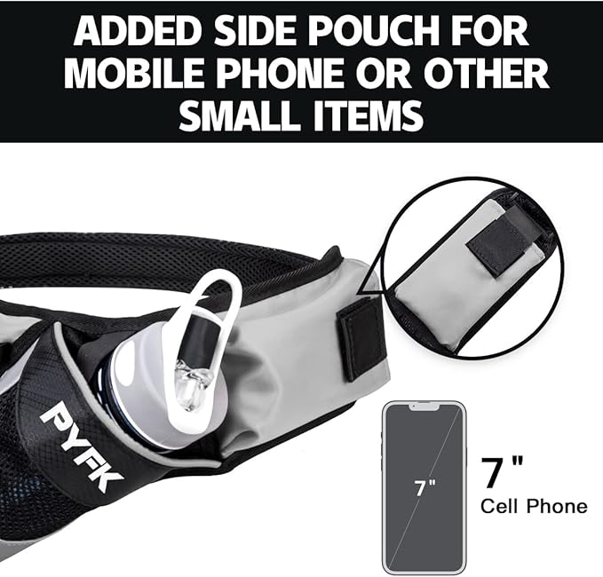 PYFK Running Belt Hydration Waist Pack with Water Bottle Holder for Men Women Waist Pouch Fanny Bag Reflective-StrideForce Fitness