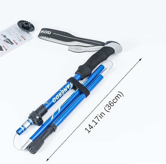 Trekking Poles - 1pc Sports Aluminium 7075 Anti Shock Walking Trekking Hiking Stick Pole,Ultralight Alpenstock,Adjustable Quick,Single Collapsible Pole-StrideForce Fitness