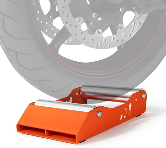 Motorcycle Wheel Cleaning Stand 600 Capacity Paddock Roller Stand Universal for Tire Cleaning Chain Lubrication for Dirt Pit Street Bike Orange-StrideForce Fitness