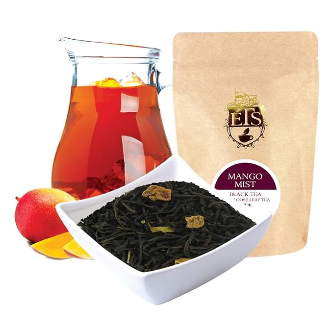 Mango Mist Black Tea Pouches - 4oz | Loose Leaf Pouch | Naturally Flavored Ceylon Black Tea | Smooth Refreshing Tropical Mango Taste | No Artificial Flavors-StrideForce Fitness