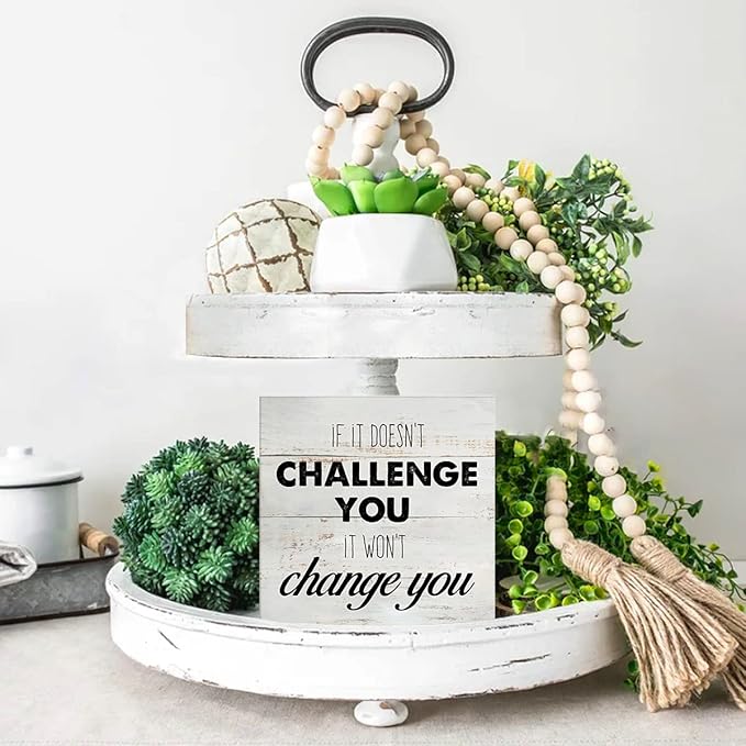 Rustic Uplifting Fitness Wood Box Sign Motivational Workout Wooden Box Sign Farmhouse Home Home Gym Desk Shelf Decor Gym Buddy Gift (5 X 5 Inch)-StrideForce Fitness