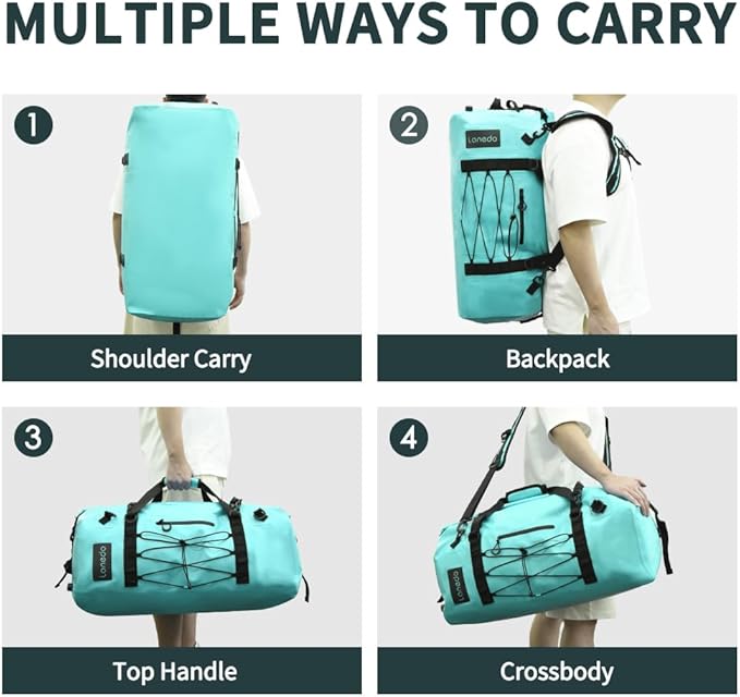 80L Dry Bag Large Waterproof Bag Roll-Top Heavy Duty Fishing Duffel Bag with Durable Straps & Handles for Kayaking Paddle boarding Boating Rafting Fishing-StrideForce Fitness