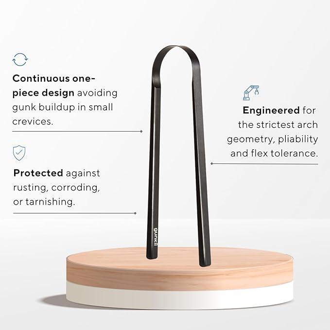 Tongue Scraper, Tongue Cleaner for Adults and Kids, Fights Bad Breath, Metal Tongue Scraper, Great for Oral Care, Oral Hygiene, Ayurveda Tongue Scraper, Hygiene Luxury Black Tongue Scraper. (1 Pack)