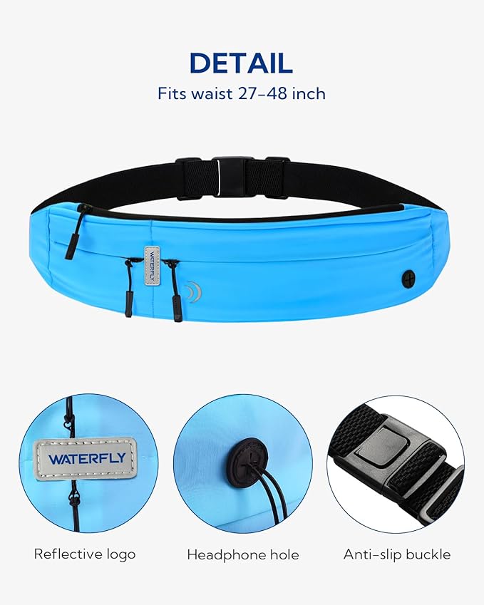 WATERFLY Running Belt Fanny Pack: Runner Marathon Jogging Waist Pack Sport Workout Exercise Fitness Phone Holder Belt for Men Women Jogger Slim Waistband-StrideForce Fitness