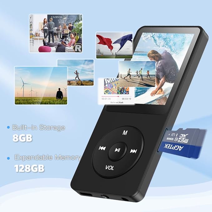 AGPTEK A02S 16GB MP3 Player, 70 Hours Playback Lossless Sound Music Player, Supports up to 128GB, Black-StrideForce Fitness