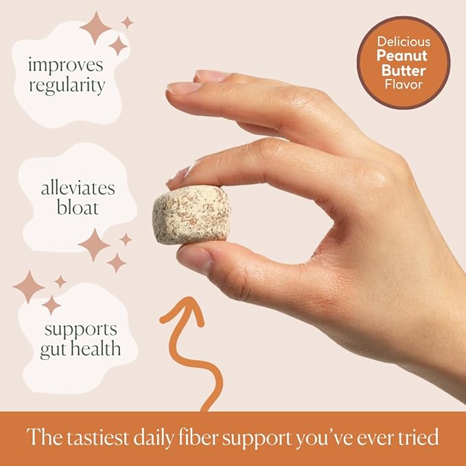 Fiber Supplement - 5g Daily Fiber Bite - Supports Regularity, Digestion and Gut Health - All Natural Ingredients, Peanut Butter Cacao Flavor, 30 Servings-StrideForce Fitness