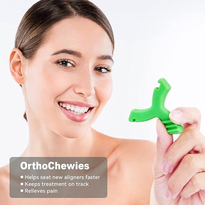 Chewies for Invisalign Aligner, DLENP 4 PCS Y-Shaped Chewies for Aligner Trays Seater Orthodontic Munchies for Invisalign (Unflavored,Strawberry, Mint, Grape)