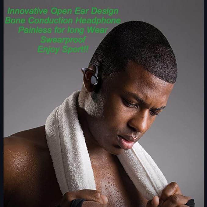 IHAO True Bone Conduction Headphones Open Ear Headset Able to be a MP3 Player with Micro Disk Stereo Bluetooth Earphone for Driving Bicycling Running Skiing-StrideForce Fitness