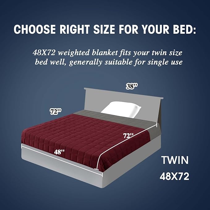 yescool Weighted Blanket for Adults (20 lbs, 48" x 72", Red Grey) Cooling Heavy Blanket for Sleeping Perfect for 110-130 lbs, Twin Size Breathable Blanket with Premium Glass Bead, Machine Washable-StrideForce Fitness