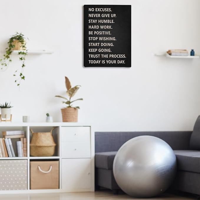 Inspirational Wall Art, Home Gym Decor, Motivational Gym Workout Room Decor, No Excuses Never Give Up, Workout Posters Art Painting Print for Home Gym Exercise Fitness Room Office, 11x14 inch-StrideForce Fitness