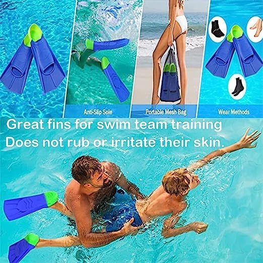 Kids Swim Fins,Short Comfortable Flippers for Lap Swimming and Training for Child,Girls,Boys,Beginners-StrideForce Fitness
