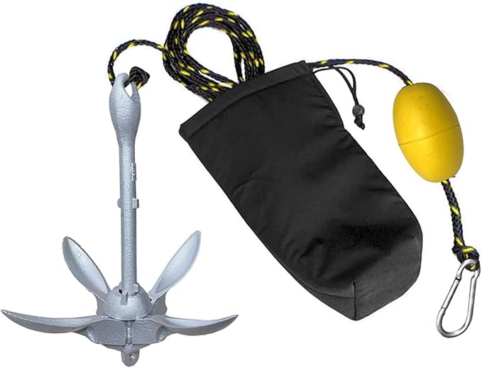 ISURE MARINE 1.5kg/3.5 lbs Boat Anchor ，Kayak Fishing Galvanized Anchor kit， Folding Anchor System for Kayak Canoes Accessories-StrideForce Fitness