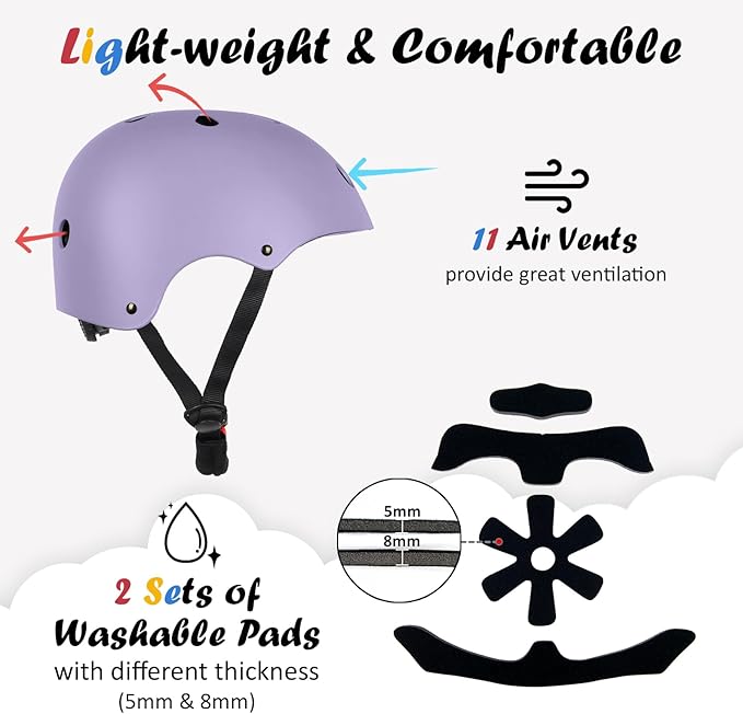 Kids Bike Helmet, Adjustable and Multi-Sport, from Toddler to Youth, 3 Sizes-StrideForce Fitness