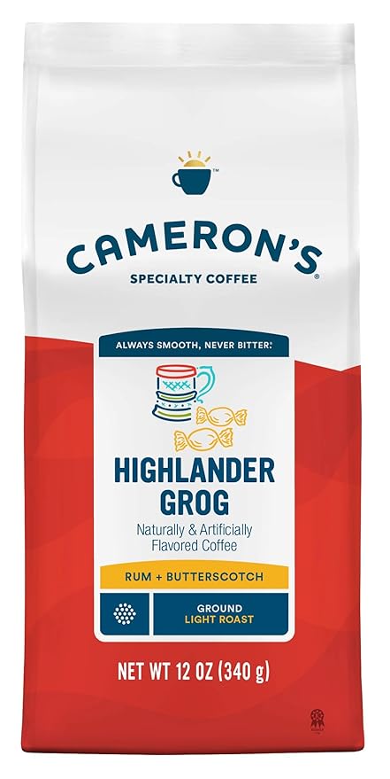 Cameron's Coffee Roasted Ground Coffee Bag, Flavored, Highlander Grog, 12 Ounce, Pack of 6-StrideForce Fitness