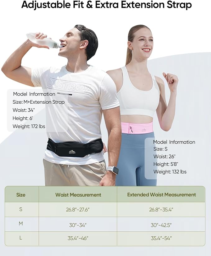 Running Belt with 400ml Soft Flask, Extension Strap & Phone Holder, Adjustable Running Fanny Pack with Gym Towel, Waterproof Belt Bag for Women Men for Jogging Hiking Marathon-StrideForce Fitness