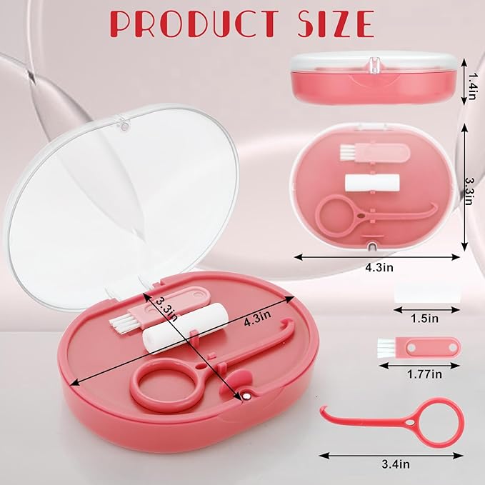 Double Layer Retainer Case Portable Aligner Case for Orthodontics Build In Mirror With Removal Tool,Chewies&Cleaning Brush Kit
