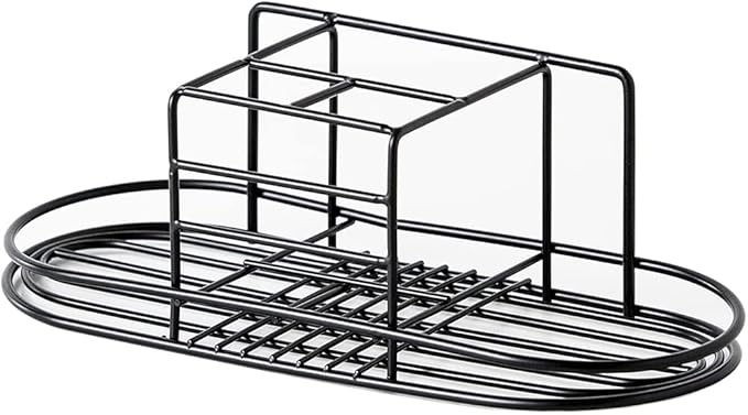 Toothbrush Holder with Cup Holder Electric Toothbrush Toothpaste Holder, Stainless Steel Bathroom Stand or Wall-Mounted Black