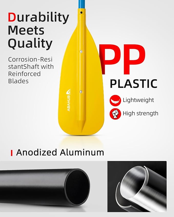 Abahub Adjustable Canoe Paddle Aluminum Shaft, 4'3''-5'3''/130cm-160cm, Floatable Oar for Canoeing Boating Kayaking-StrideForce Fitness