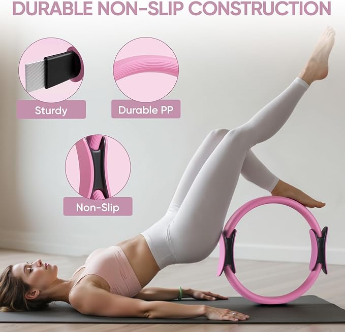 Home Pilates Kit for Women Pilates Equipment Ring and Ball Set Magic Circle Hoop with 5 Resistance Bands Compact Toning Fitness Essentials Starter Set Accessories-StrideForce Fitness