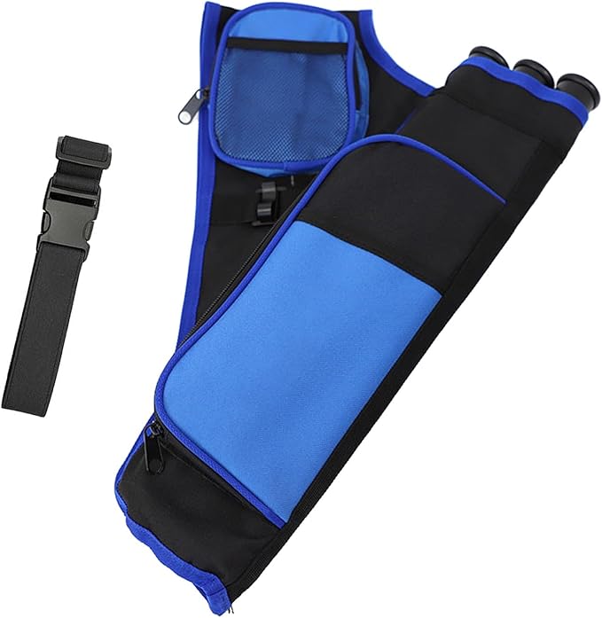 3-Tubes Hip Quiver Waist Hanged Archery Arrow Carry Bag with Pockets Adjustable Belt for Hunting, Target Practice, and Outdoor Shooting, Fits Both Youth and Adults-StrideForce Fitness