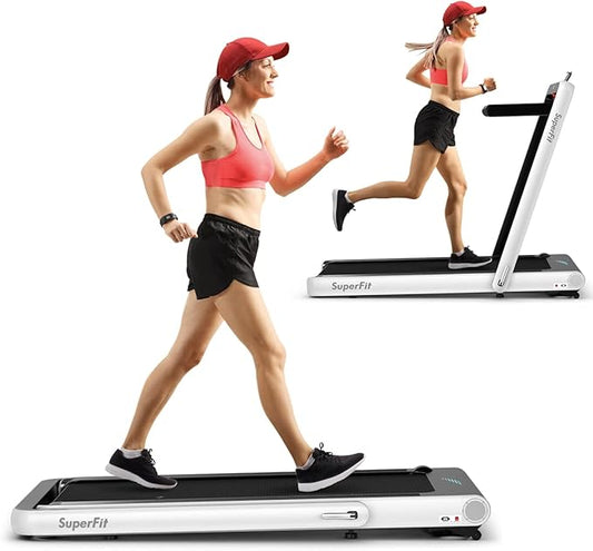 GYMAX Walking Pad, 4.75HP Under Desk Treadmill with LED Touch Screen, App Control, Built-in Speaker & Handle, 2 in 1 Folding Compact Portable Treadmill for Home Small Space-StrideForce Fitness