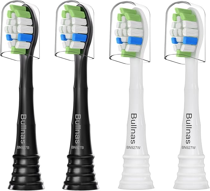 Replacement Toothbrush Heads Compatible with Philips Sonicare ProtectiveClean 4100 5100 5300 6100 Electric Toothbrushes, W Replacement Head for Sonicare, Black/White, 4 Count