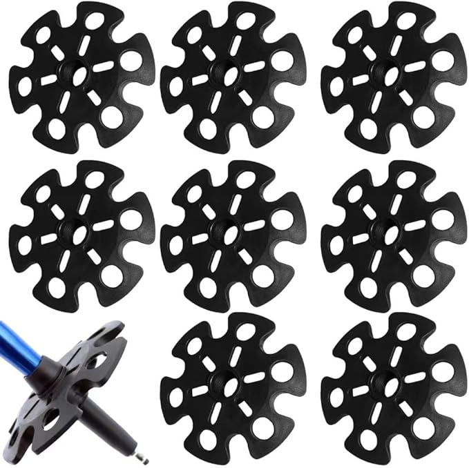 Walking Stick Tips,Removable Mud Ski Basket Trekking Pole Snowflake Basket,Removable Mud Ski Basket Replacement Accessory for Hiking Poles(8 PCS)-StrideForce Fitness