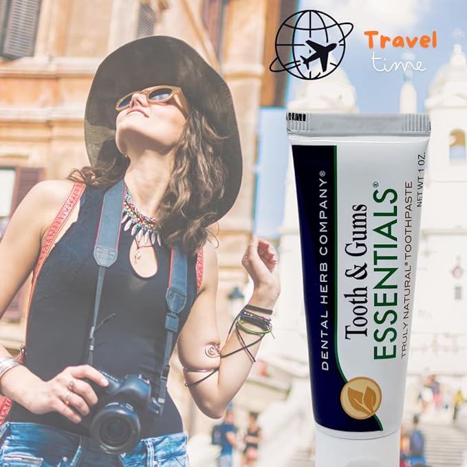 Dental Herb Company - Travel Toothpaste 1oz, (3 Pack) Truly Natural Fluoride-Free and SLS-Free - Superior Defense Against Bleeding and Irritated Gums, Dry Mouth and Mouth sores.