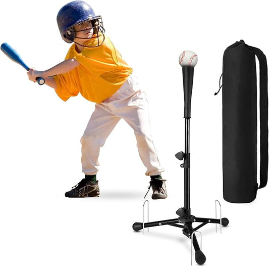 Baseball Tee For Kids, Easy Adjustable Batting Tee From 20.85 to 31.30 Inches. Foldable and Stable Baseball Tees for Hitting with Portable Bag. Softball Tee for Children Aged 3-10 Baseball Training.-StrideForce Fitness